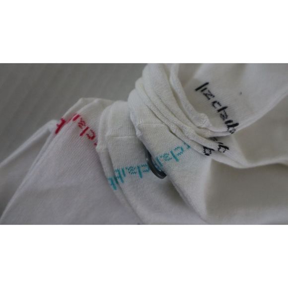 Liz Claiborne Women's OS White w/Multicolor Trim Ankle Socks - 6 Pairs - Picture 2 of 6